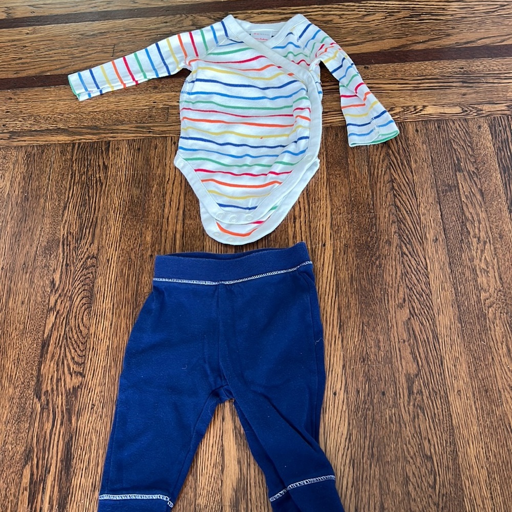 Colorful rainbow striped kimono striped onesie with pants set